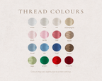 Embroidery thread colour options for personalised Christmas baby blankets
