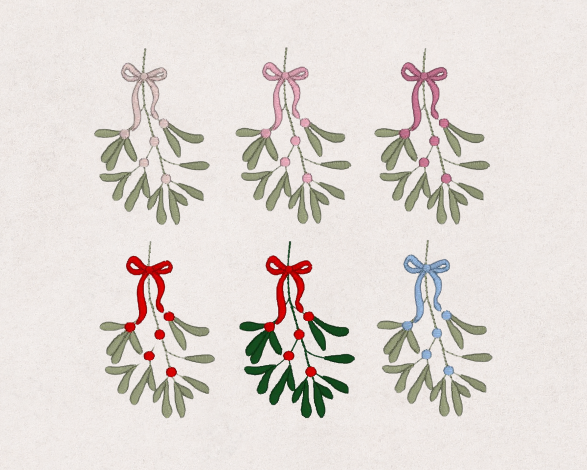 Mistletoe embroidery colour options for personalised Christmas baby blankets