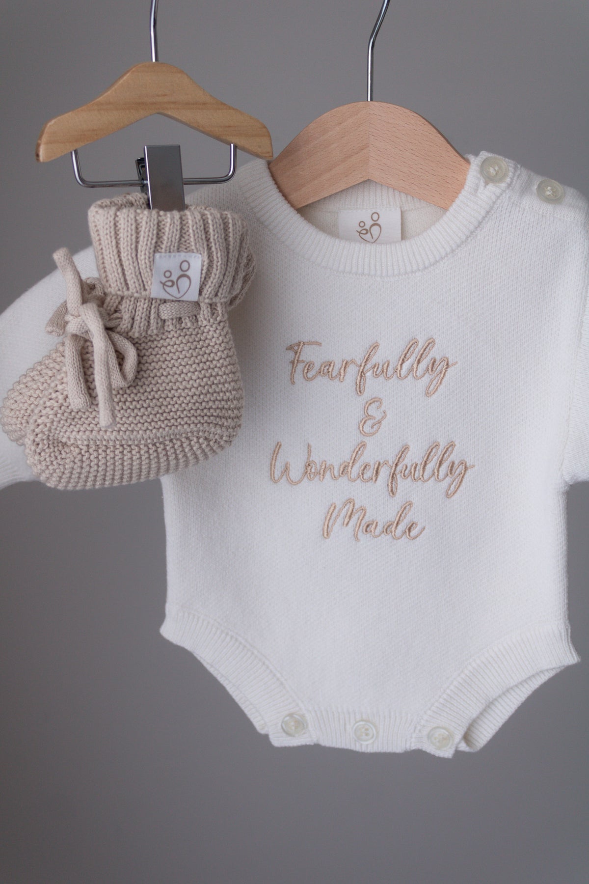 Ivory & Beige | Personalised Baby Romper and Booties