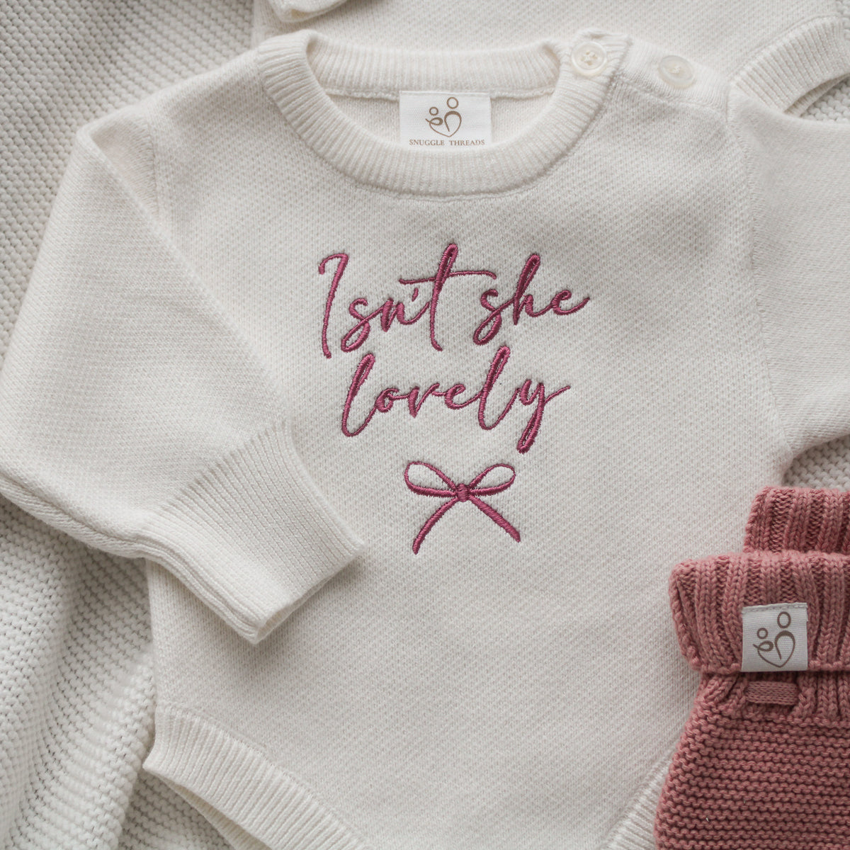 Ivory & Dusty Pink | Personalised Baby Romper and Booties