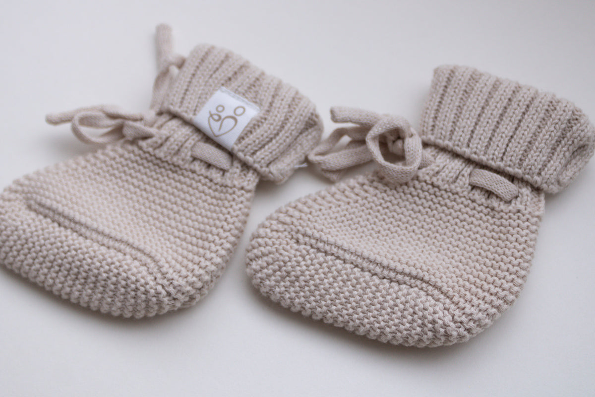Beige | Knitted Baby Booties