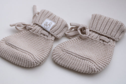 Beige | Knitted Baby Booties