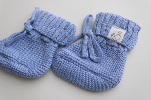 Blue | Knitted Baby Booties