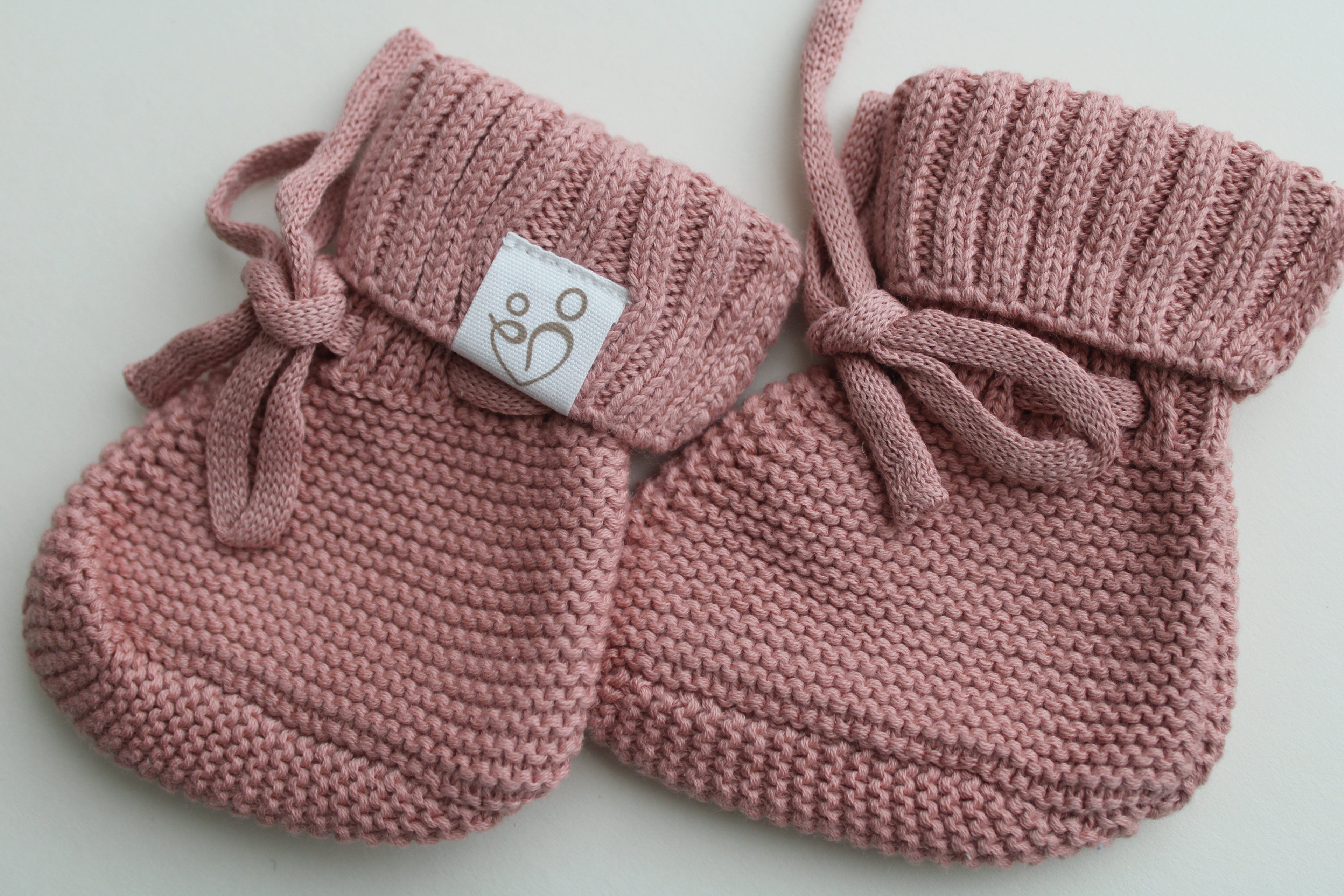 Dusty Pink Knitted Baby Booties