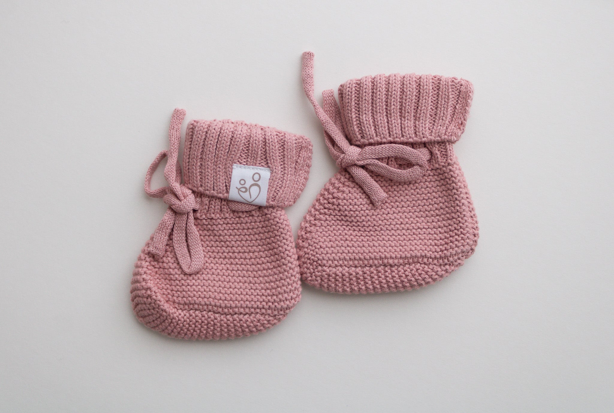 Dusty Pink Knitted Baby Booties