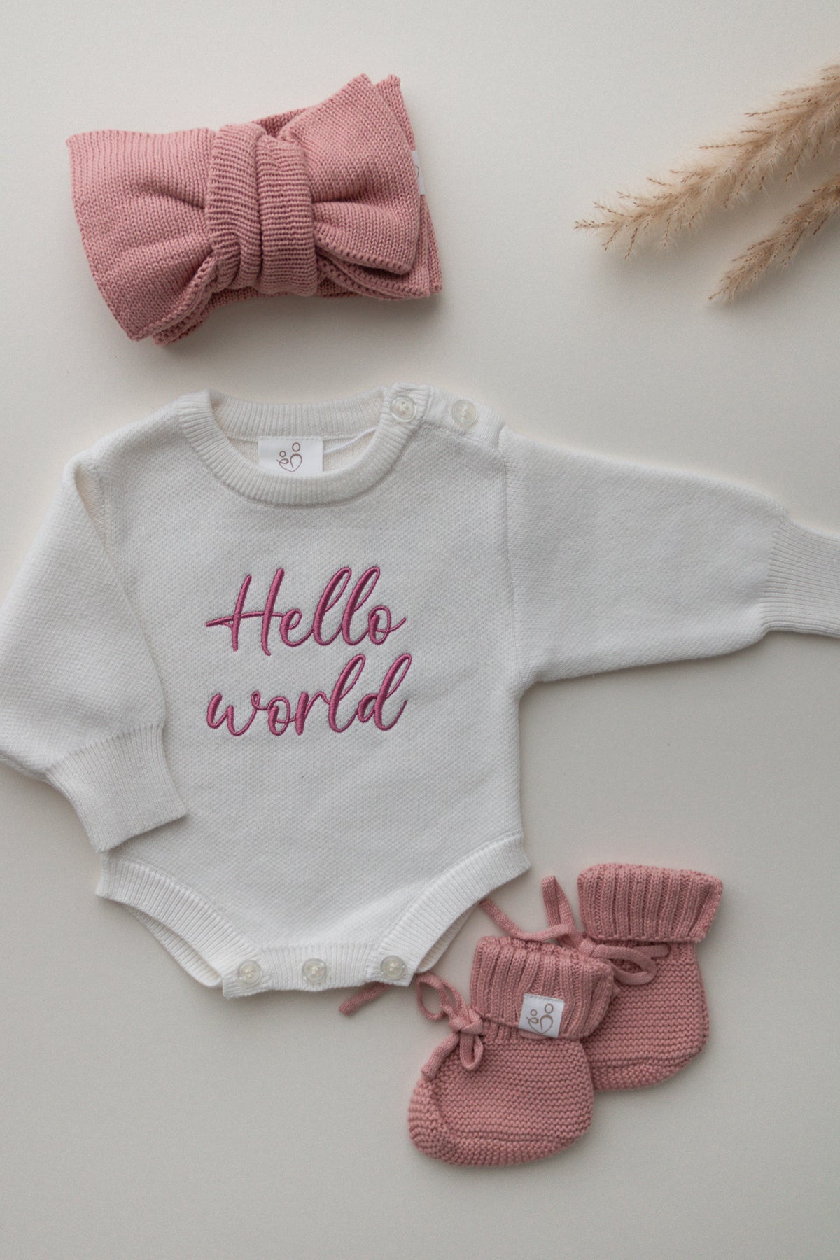 Ivory & Dusty Pink | Personalised Baby Romper and Booties