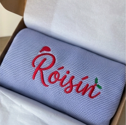 Blue | Personalised Christmas Baby Blanket
