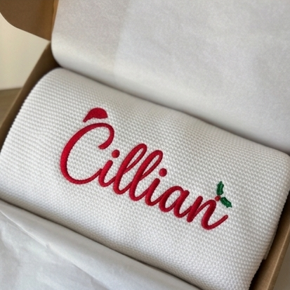 Ivory | Personalised Christmas Baby Blanket