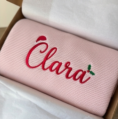 Light Pink | Personalised Christmas Baby Blanket